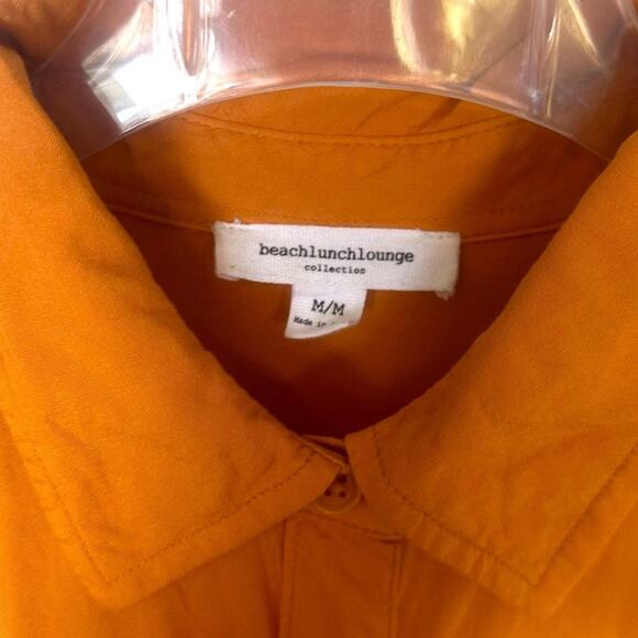 BeachLunchLounge Collared Button Front Long Sleeve Semi-Sheer Top Womens M - Picture 8 of 10